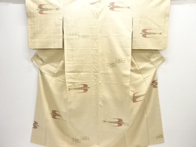 JAPANESE KIMONO / SILK / TSUMUGI / WOVEN KASURI PATTERN
